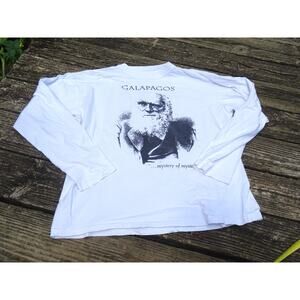Vtg Charles Darwin LS Galapagos Front Back Graphic T-Shirt XL Science Tee